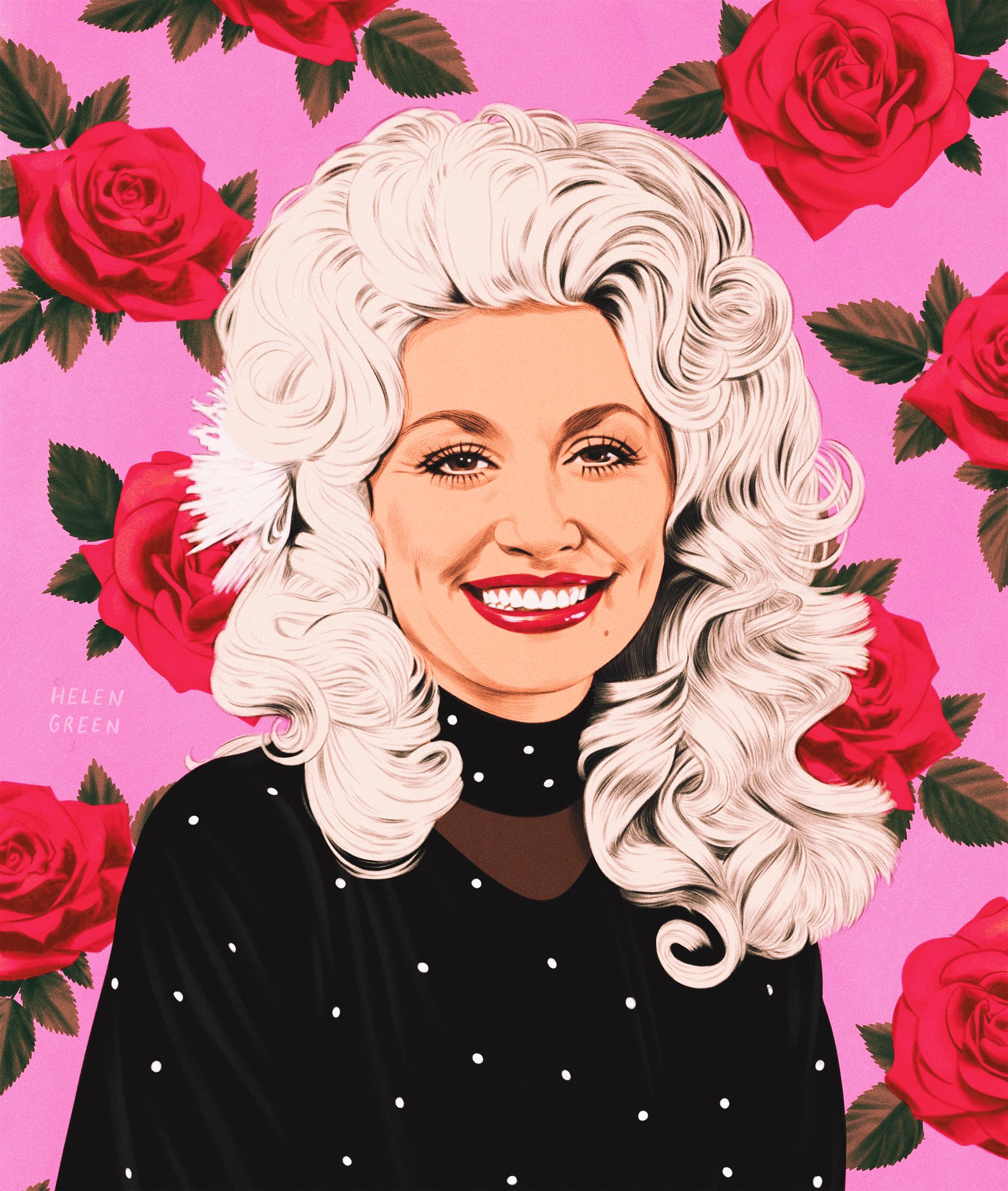 A belated Happy Birthday to the Queen portrait of Dolly Parton, by 