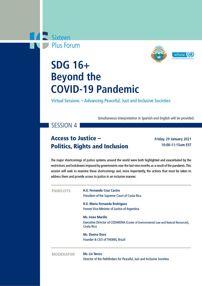 GlobalNamati's tweet photo. Join @LivToerres on Friday, 29 Jan, 10 am (ET) as she moderates a #16plusforum session on "#AccessToJustice – Politics, Rights and Inclusion".
The session will explore actions needed to increase access to justice during the pandemic.
Register here: https://t.co/umq0okAwuB https://t.co/m4oCPclTK8