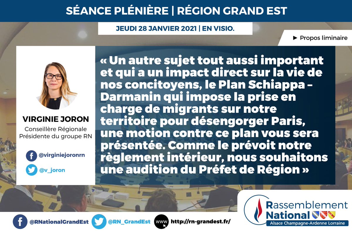 RNGrandEst's tweet photo. Séance Plénière des 28 et 29/01/2021 - Propos liminaire de Virginie Joron #GrandEst @v_joron https://t.co/p7PLPkdjeu