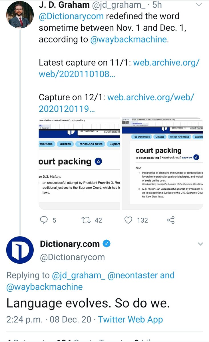 17/1. Merriam Webster changes the definition of "sexual preference" in order to make an accusation by Mazie Hirono look right2.  http://Dictionary.com  redefines the term "court-packing" to help obscure a plan to expand the Supreme court3. Google Redefines the word "bigot."