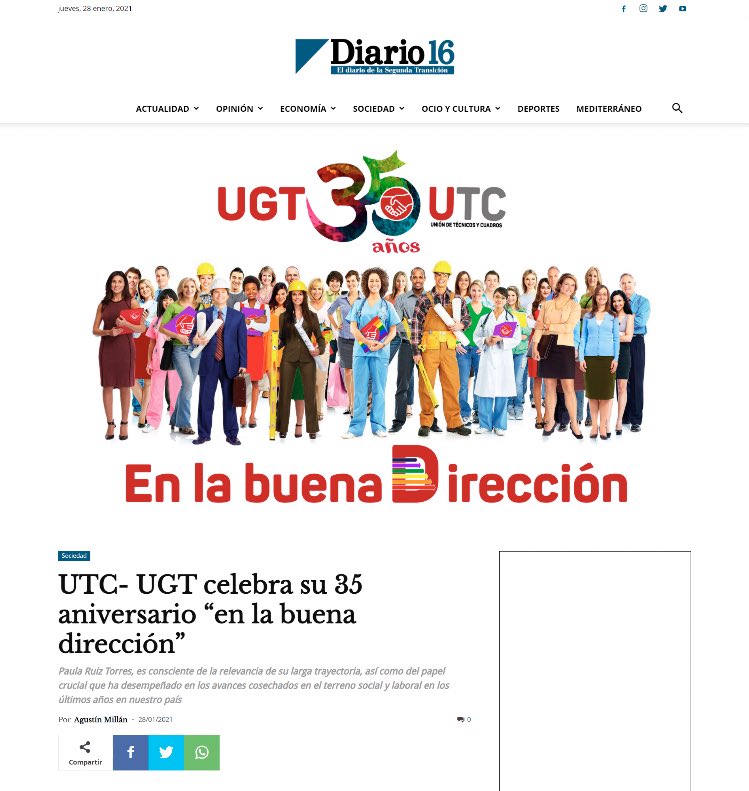 UTC_UGT's tweet photo. 🔴#UTCUGT celebra su #35aniversario “en la buena dirección” ⬆️⬆️👨💼👩🏻🎓👨🏿💼👩🏼⚕️👩🏽💼#profesionals #directivs #tecnics #cuadros #35AñosContigo #EnLaBuenaDireccion #35AñosConProfesionalesDirectivs 🎉https://t.co/17ZlkhVZnA… vía @diario_16 https://t.co/RIlSjsIIWt