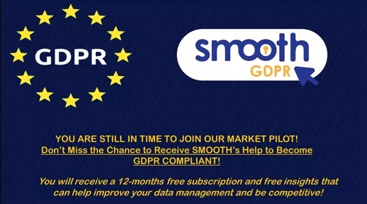 📌 YOU ARE STILL IN TIME TO JOIN OUR MARKET PILOT!
You will receive a 12-months free subscription!
questionnaire.smoothplatform.eu/ui

Discover also our #GDPR handbook here: gdprhandbook.eu
➡️ Android: play.google.com/store/apps/det…
➡️ Apple: apps.apple.com/tt/app/gdpr-ha…

#SmallBusinesses