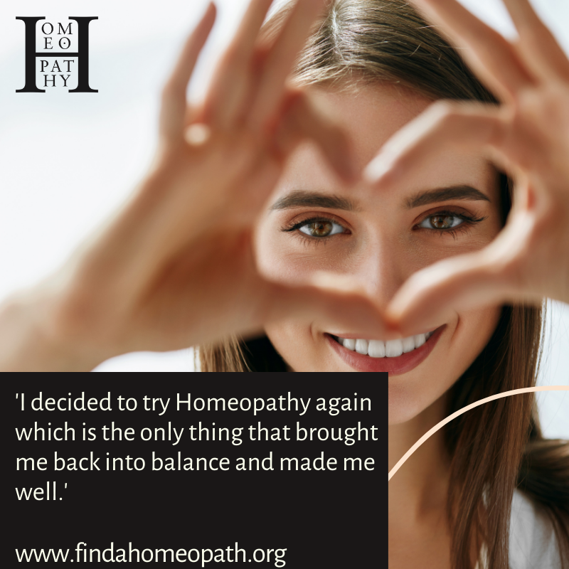 "I had chronic fatigue syndrome and initially tried the allopathic route only to end up feeling more ill, so I decided to try Homeopathy again which is the only thing that brought me back into balance and made me well."  findahomeopath.org #tryhomeopathy #homeopathy