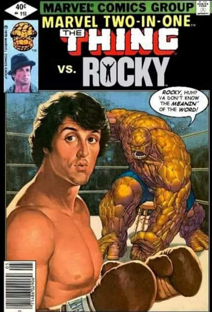 comixmenpodcast's tweet photo. "Y cómo olvidar aquel cómic donde Rocky Balboa peleó contra 'Rocky' Grimm" 😝😂
#PortadaFalsa #FakeCover #Rocky #RockyBalboa #TheThing #ElGuapoBen https://t.co/HhAjph0tM1