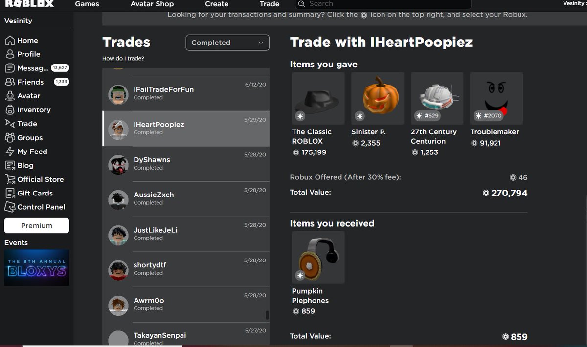 Vesinity1's tweet photo. @Ultimate_Lunar @IconicXiann Honestly I have been scammed for more than 500k with inflated values you can check my rolimons[Above Is one of the times I was scammed]
Vesinity but who cares if you were scammed, just to use it so you can get 2k robux? What a load of junk smh https://t.co/MInMZGiQ0E