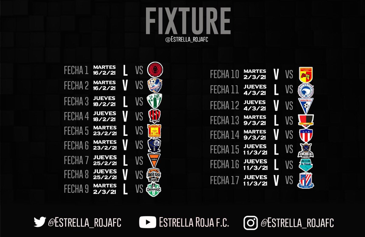 Estrella_rojafc's tweet image. Tenemos el fixture asignado para la próxima temporada, competiremos en la tercera división de Fufv 
🗓⚽️🏟
#SomosEstrellaRoja⭐️🇦🇹