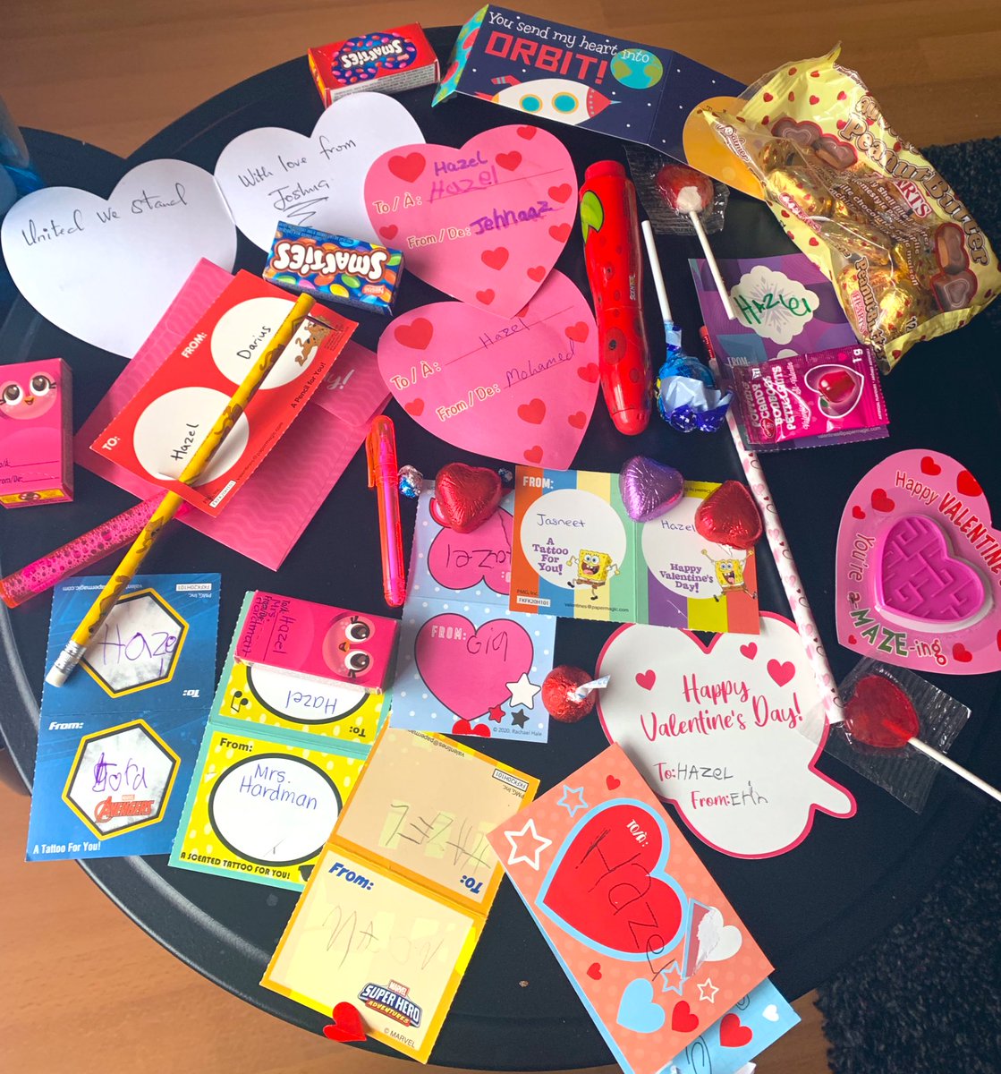 Valentine’s Day : So Cute !! Hazel (my daughter) had her first school Valentine celebration and received so many cards &amp; gifts in exchange. ❤️❤️❤️