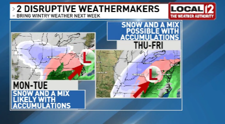JohnGumm's tweet photo. More winter weather worries in the #Cincinnati area this weekend and throughout next week. Get more: https://t.co/LYGTgZY9R5 https://t.co/TDuJCZ50bj