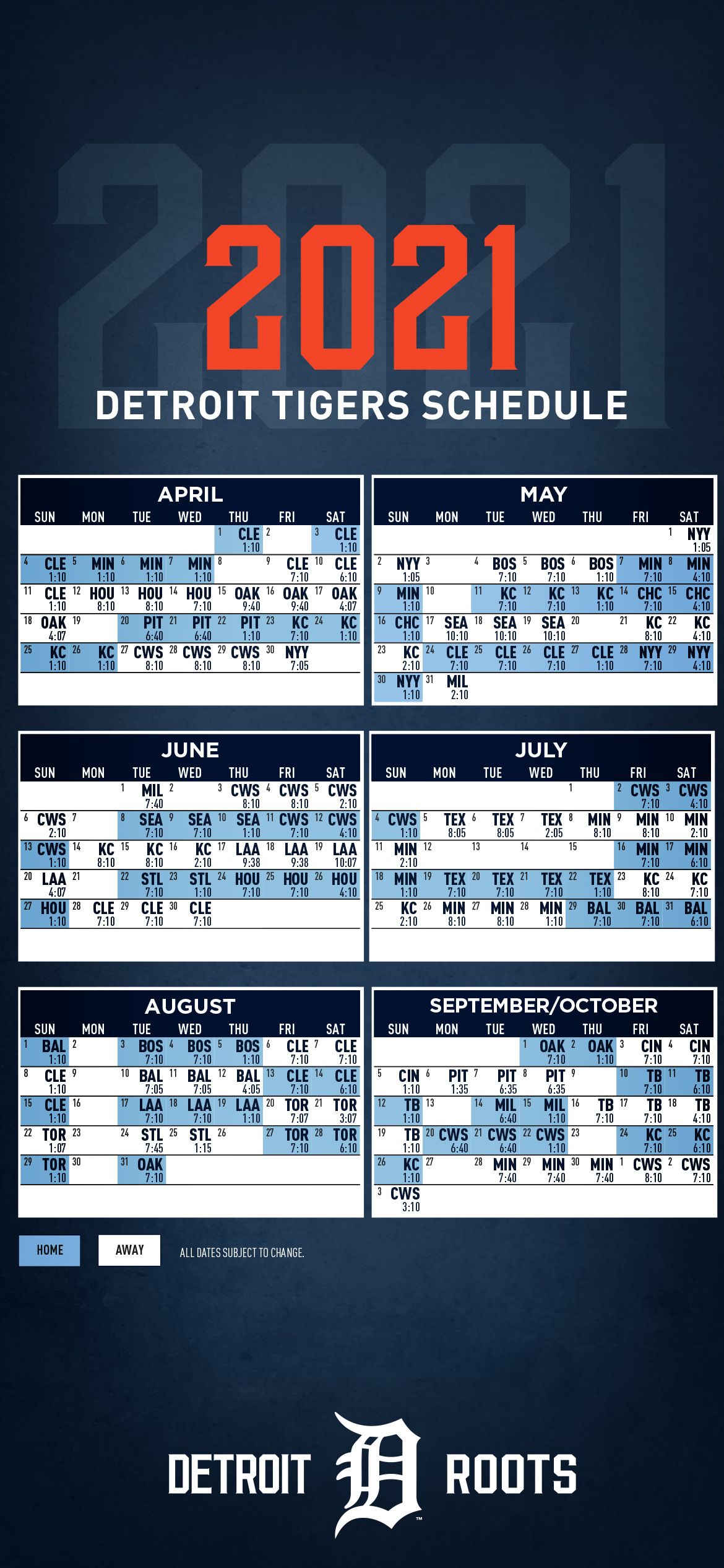 printable detroit tigers schedule