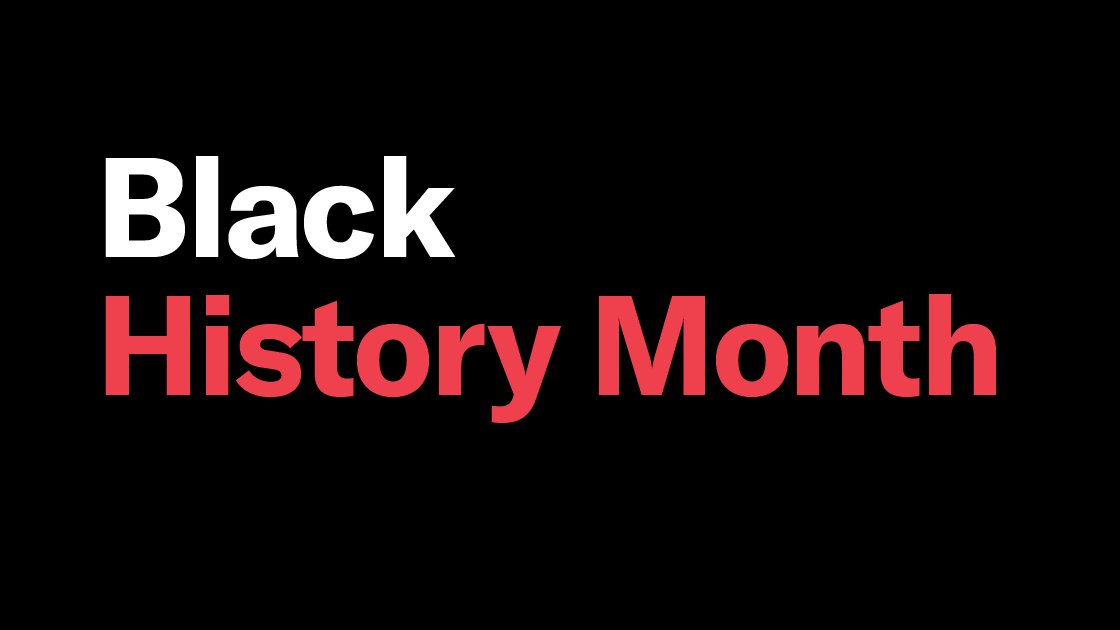 Black History Month written in bold letters on a black background.