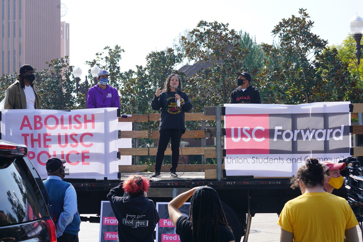 USCForward's tweet photo. #ICYMI — “If there’s one place we don’t need police, it’s on our campuses. We say cops off campus - right NOW" — 
@DocMellyMel #AbolishUSCPolice https://t.co/DCjtuKxYOI