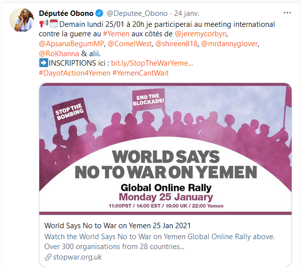 La  @Deputee_Obono qui soutient une "camarade" antisémite, et qui participe à un congrès avec un antisémite...