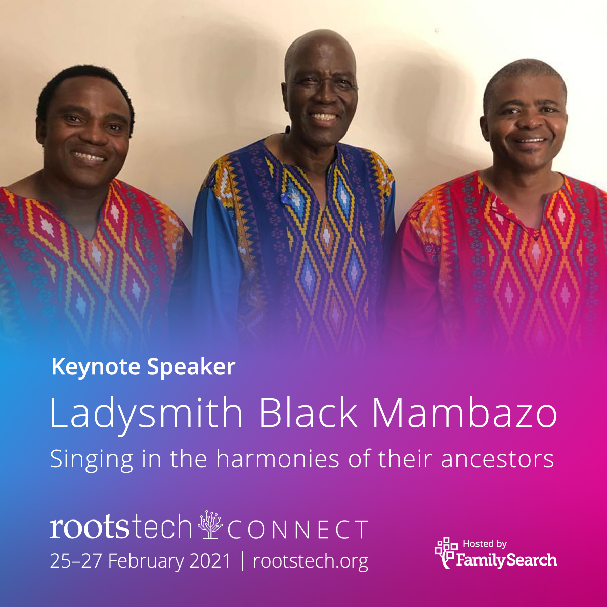 You know how important #family is to us – that’s why we are thrilled to announce that we'll be speaking at @RootsTechConf Connect in February. See what RootsTech is all about and register for free here: rootstech.org/?lang=eng #LadysmithBlackMambazo