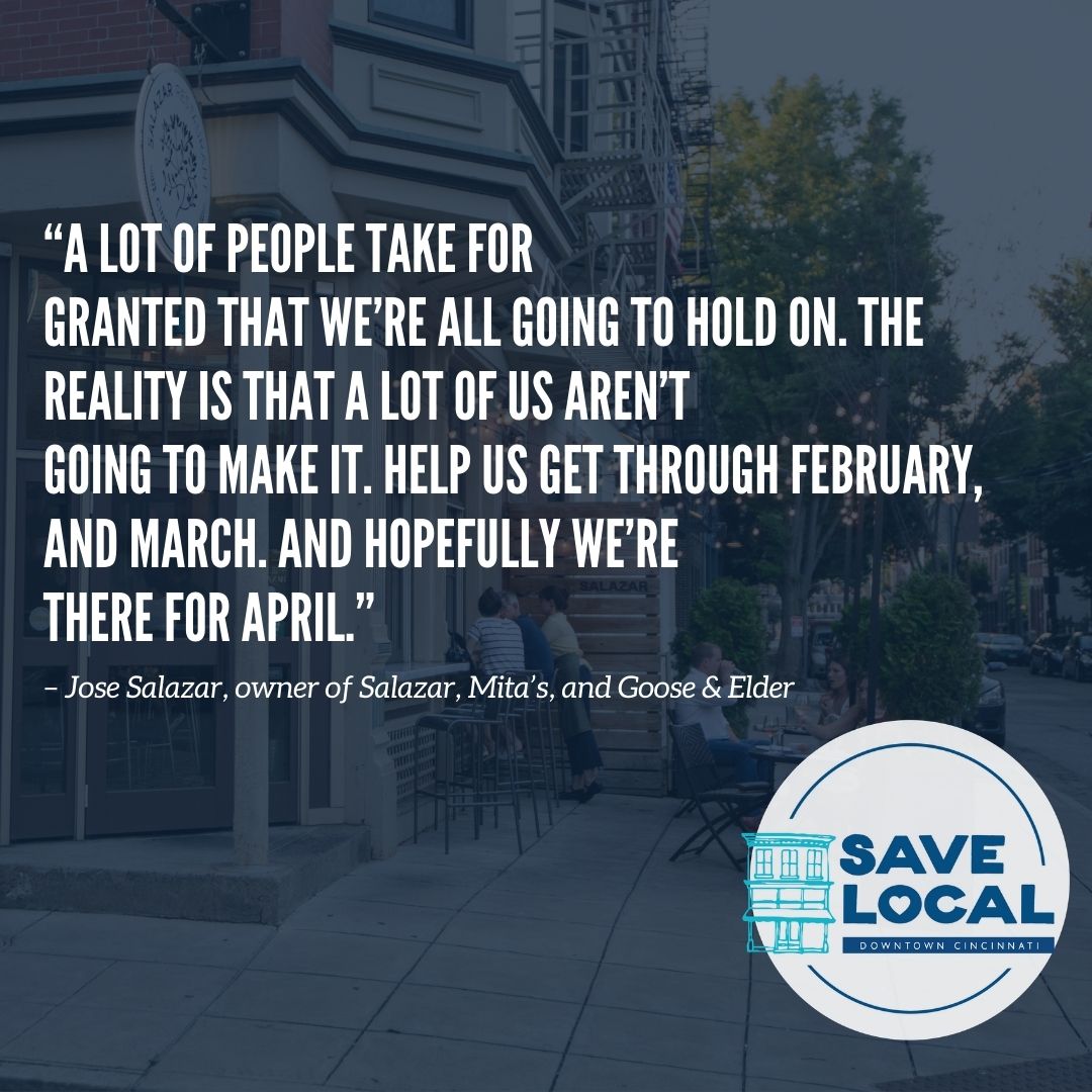 ICYMI – we launched our #SaveLocal campaign earlier this week. Visit our website or subscribe to our newsletter to find weekly ways you can support local businesses in person and from home. downtowncincinnati.com/SaveLocal