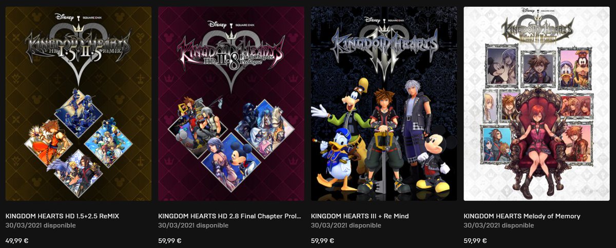 ¡La saga KINGDOM HEARTS llegará por primera vez a PC el próximo 30 de marzo a través de la Epic Games Store! 

ℹ️: khworld.org/iceberg/index.…

En concreto, estarán disponibles los siguientes títulos:

- KH HD 1.5 + 2.5 ReMIX
- KH HD 2.8 FCP
- KH III + Re Mind 
- KH Melody of Memory