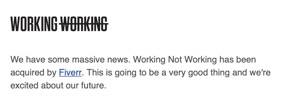 If you have a Working Not Working account, show solidarity AGAINST Fiverrr's race-to-the-bottom business model &amp; delete your account today. WNW doesn't stand with creatives by selling them out to a company that has no intention of raising labor standards.
