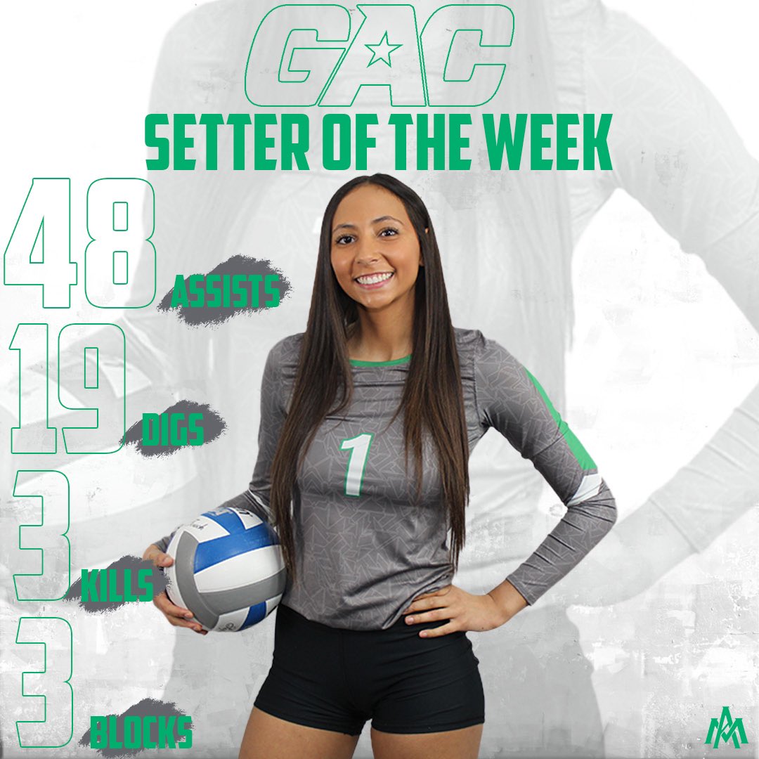 Pearson named GAC Setter Player of the Week!! Join us in congratulating Katie on her accomplishment of averaging 12 assists/set against Ouachita!