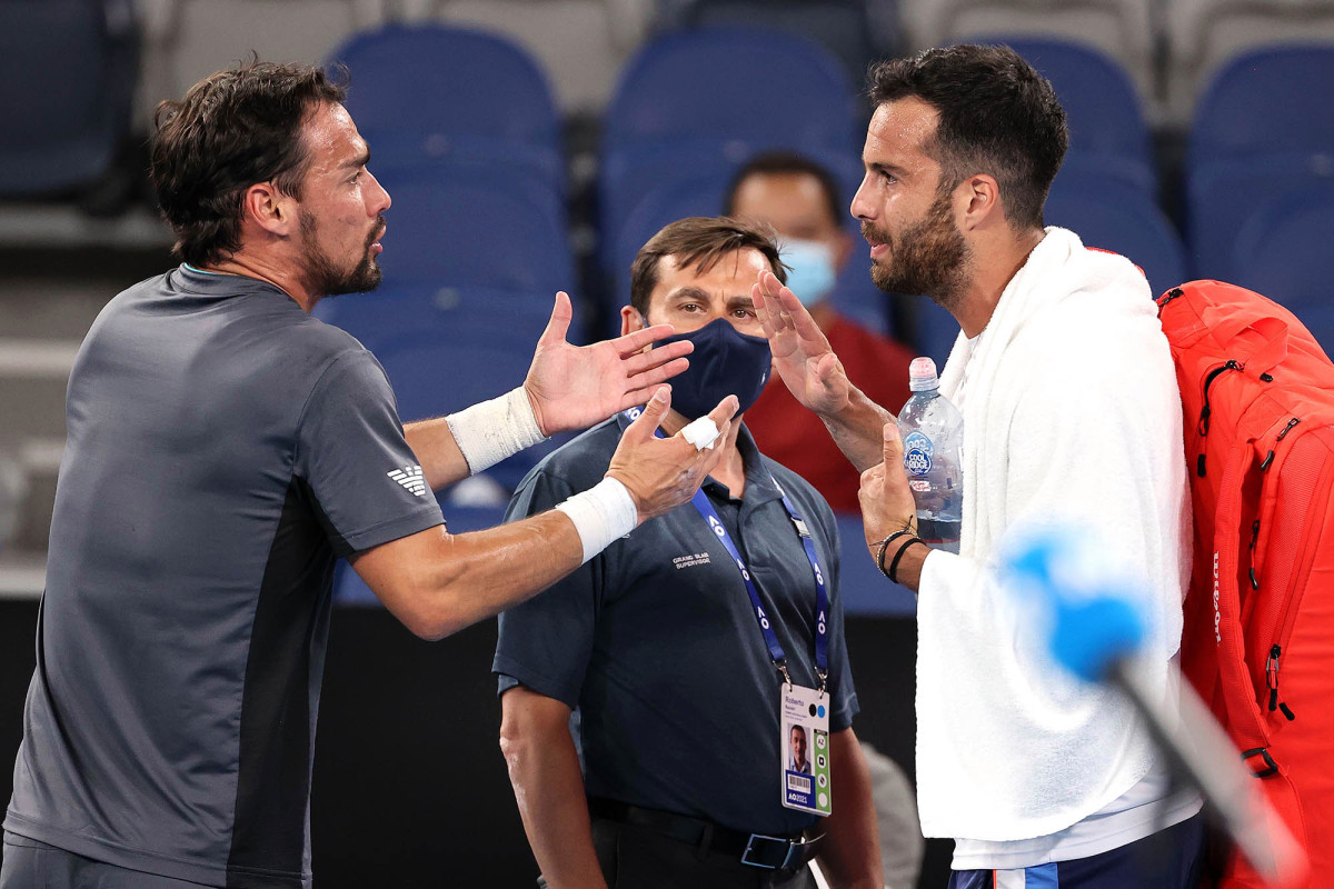 Fabio Fognini, Salvatore Caruso nearly come to blows after tense Australian Open match