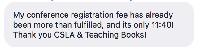 4csla's tweet photo. WHOHOOOO!!! That's what we like to see! Thanks @TeachingBooks for the fabulous resources being shared currently. And there are 3 more days of learning ahead! #4CSLA #LibraryLife #Databases #InfoForAll https://t.co/EC705YDI1e