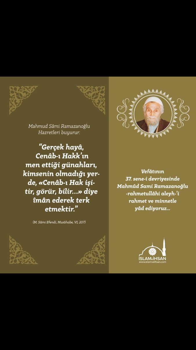 12.Şubat.1984 Mahmud Sami Ramazanoğlu (ra)in Medine i Münevverede vefatları.. 37 yıl sonra daha da artan bir hasret ve muhabbetle yad ediliyor..” İman edip sâlih amellerde bulunan kullar için Rahman (olan Allah) gönüllerde bir sevgi yaratır”/Meryem,97..