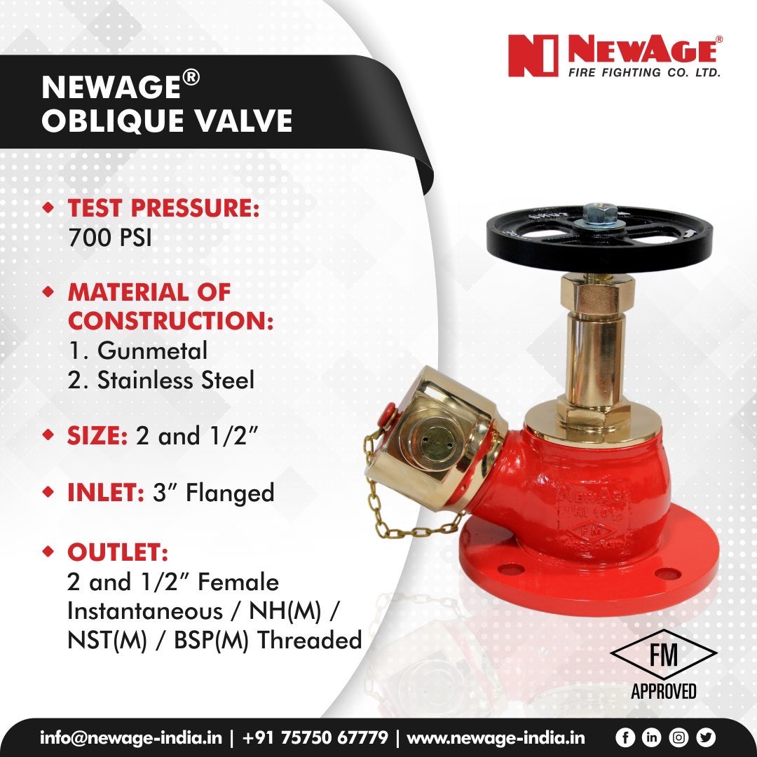 NewAgeFireIndia's tweet photo. NewAge® Oblique Landing Valves are manufactured to precision at the state-of-the-art manufacturing unit of NewAge Gujarat in Surendranagar. +91 7575067779
Email: info@newage-india.in
Join us on Whatsapp: https://t.co/hsBxLc1nzf #firefightingequipment #firefightingtools https://t.co/EVGtChtc2Z