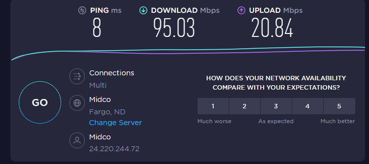 Anyone with <a href="/Midcontinent/">Midco Support</a>  having issues with slow internet speed? I pay for 500 Mbps and I'm getting around 100 Mbps. My Upload speed is where it's supposed to be. #Midco #SlowInternet