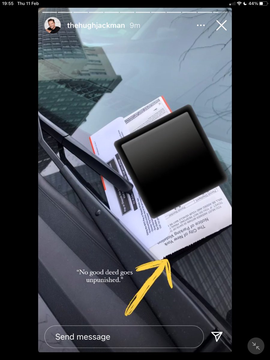 JackmansLanding's tweet photo. How could anyone give Hugh a parking ticket for delivering Joy! 😳 Right picture shows the offending article 😡 We think the Wolverine needs to make a comeback to sort this out. 😆
#hughjackman #wolverine #parkingfine #forspreadingjoy #coffee #andbread
📸 Hugh’s Instagram story https://t.co/XMIaO6cCnl