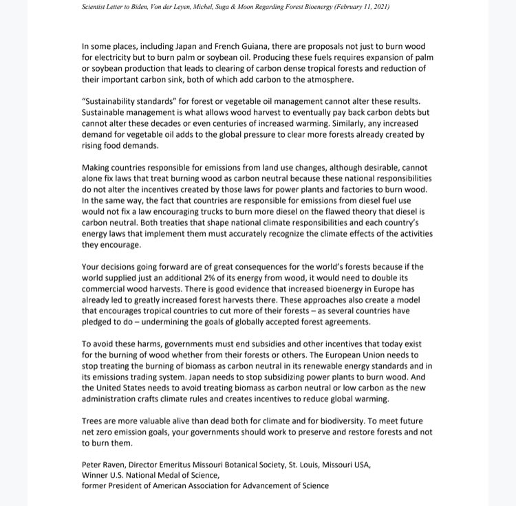500 scientists ask Joe Biden, <a href="/vonderleyen/">Ursula von der Leyen</a> and other presidents to stop the disaster of using trees to generate power. Don’t undermine both climate goals and the world’s #biodiversity by shifting from burning fossil fuels to burning trees. Read tinyurl.com/58k87y3e and Retweet