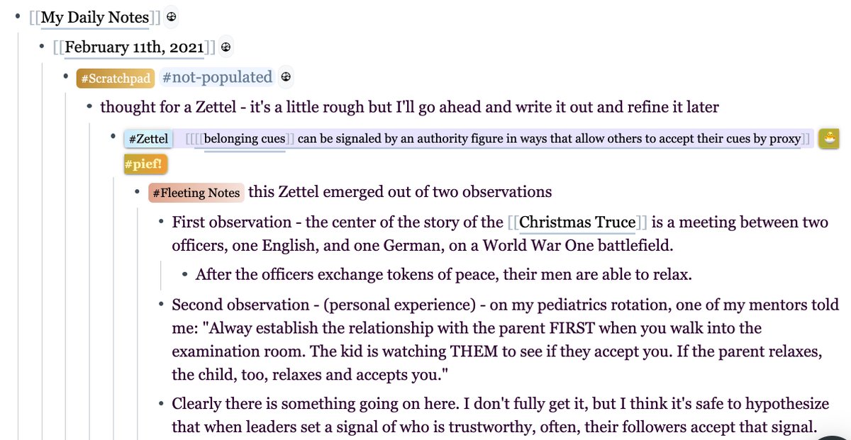 89/n HOT OF THE PRESSES folks, an example of live Zettelkasten, borrowing from what we developed in Book Club 2, + with some *new* touches I've added. Not only is this kind of thinking exciting, it's genuinely FUNcc  @beauhaan  @RaygunIcecream  @RoamBookClub  @thepericulum