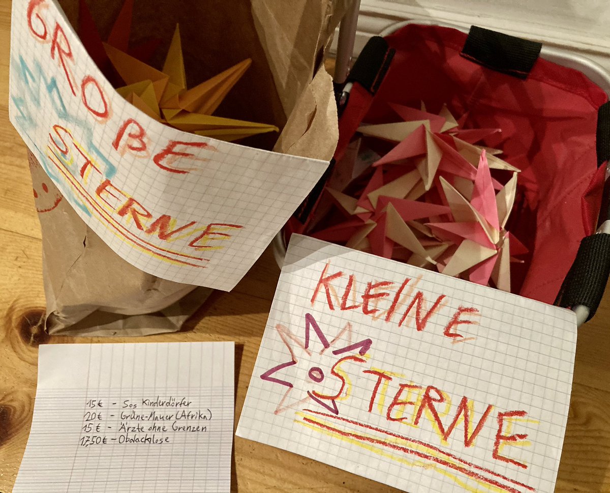 SabineS. (@schmidtbine) on Twitter photo Meine Kinder haben mich heute überrascht mit einer Liste, an wen sie ihre Einnahmen aus dem Straßen-Verkauf 😷selbstgebastelter ⭐️ ⭐️⭐️spenden wollen: <a href="/soskinderdorf/">SOS-Kinderdörfer weltweit</a> <a href="/msf_de/">Ärzte ohne Grenzen</a> <a href="/B_Obdachlosenhi/">Berliner Obdachlosenhilfe e.V.</a> und für die Grüne Mauer in der Sahelzone🌳🌳 Meine Kinder haben mich heute überrascht mit einer Liste, an wen sie ihre Einnahmen aus dem Straßen-Verkauf 😷selbstgebastelter ⭐️ ⭐️⭐️spenden wollen: <a href="/soskinderdorf/">SOS-Kinderdörfer weltweit</a> <a href="/msf_de/">Ärzte ohne Grenzen</a> <a href="/B_Obdachlosenhi/">Berliner Obdachlosenhilfe e.V.</a> und für die Grüne Mauer in der Sahelzone🌳🌳