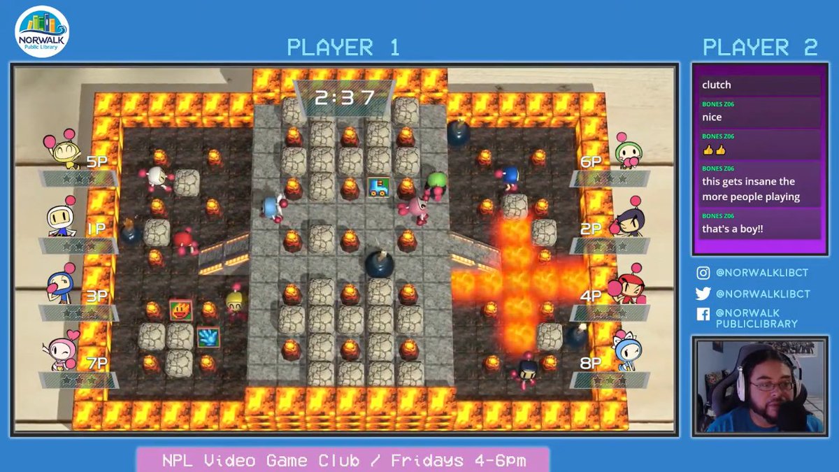 NorwalkLibCT's tweet photo. On tomorrow's #NPLVideoGameClub, we will be continuing through the story mode for Super Bomberman R - come join in on the fun as we continue the campaign, defeat bosses, and unlock extra characters!
Tomorrow, 4-6PM on our YouTube channel!
https://t.co/PZxkAIIKyq https://t.co/amHHt5JtdD