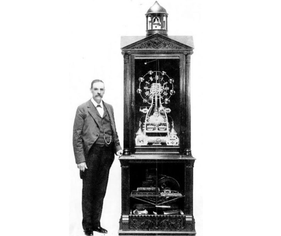 CayugaMuseum's tweet photo. Today is #NationalInventorsDay, and we are celebrating the innovators and dreamers of Cayuga County. From Ted Case, the father of sound film, to Willard LeGrand Bundy, seen below with his famous clock our residents have forged scientific thought and progress in our nation! https://t.co/AK2hQKWD3L