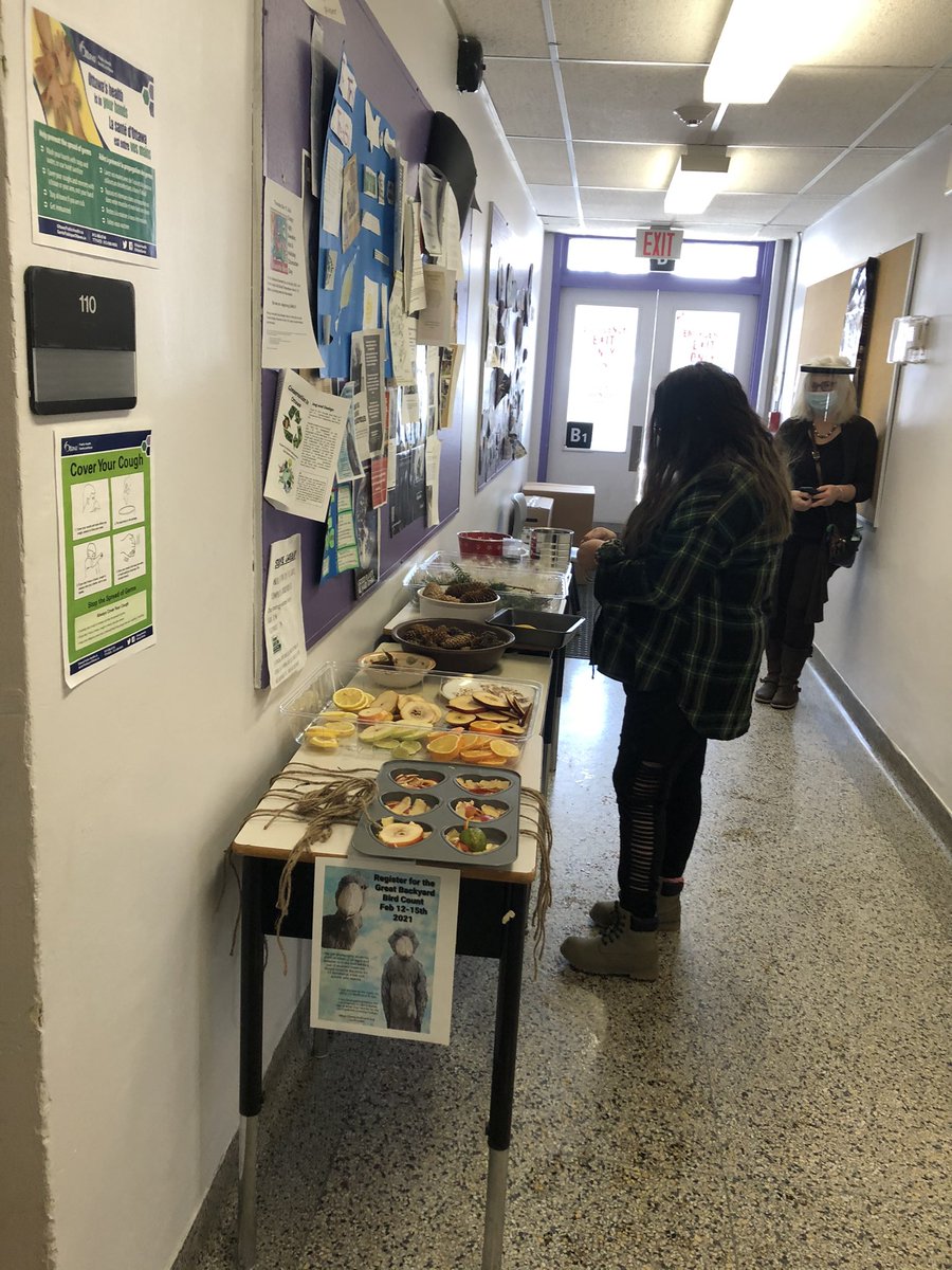 Bantingalt's tweet photo. Banting students using the beauty of nature and ice to create sun catchers that double as bird feeders.  Results will be shown tomorrow!  Thanks, Janet and Mary, for organizing! @Bant_Boardshop @OCDSB https://t.co/DT1JxibRmW
