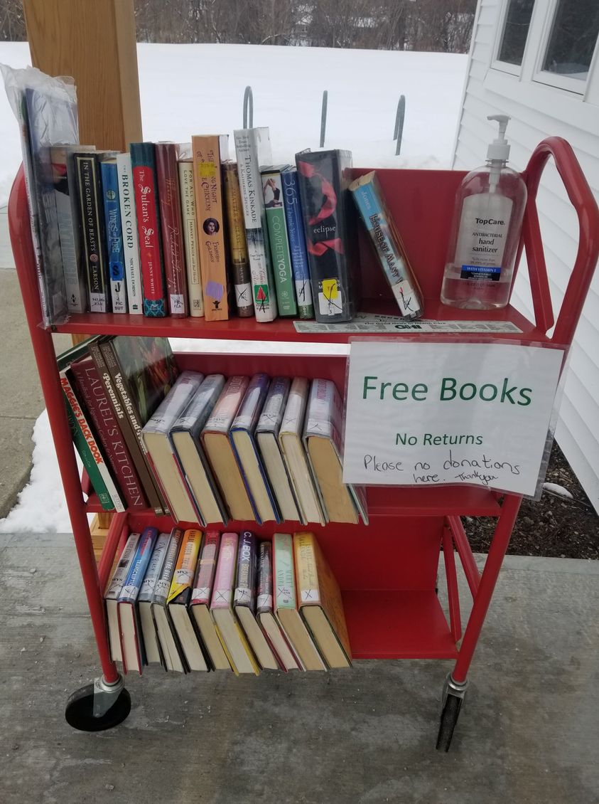 Brunswickcomlib's tweet photo. Fresh supplies for the free book cart! Stop by and browse today. https://t.co/I4BHxLw4fS