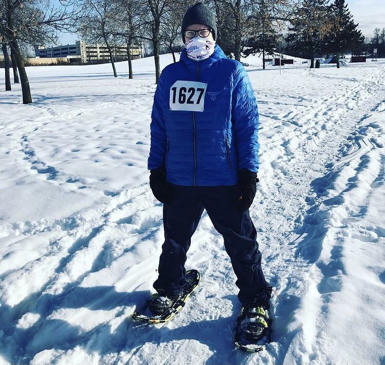 Our Special Olympic Athlete Krista is practicing for the 500m virtual snowshoe race #snowshoekawartha #specialolympics #snowshoeing #abilitynotdisability