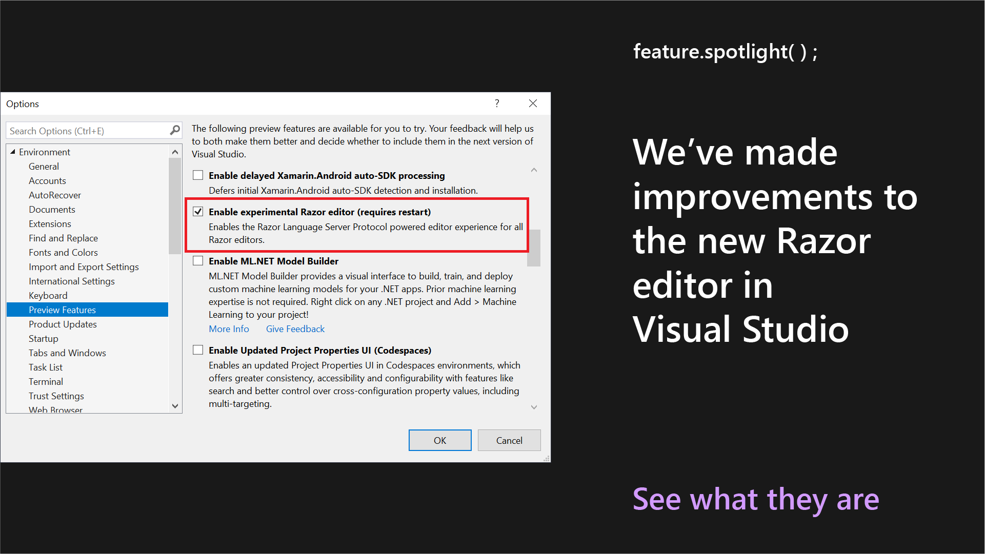 Microsoft Visual Studio auf Twitter: „Have you checked out the updates to  the Razor editor in #VisualStudio? They're pretty sharp. Seriously though,  check it out: https://t.co/7ch4HMAItW https://t.co/ScHcxZTsTU“ / Twitter