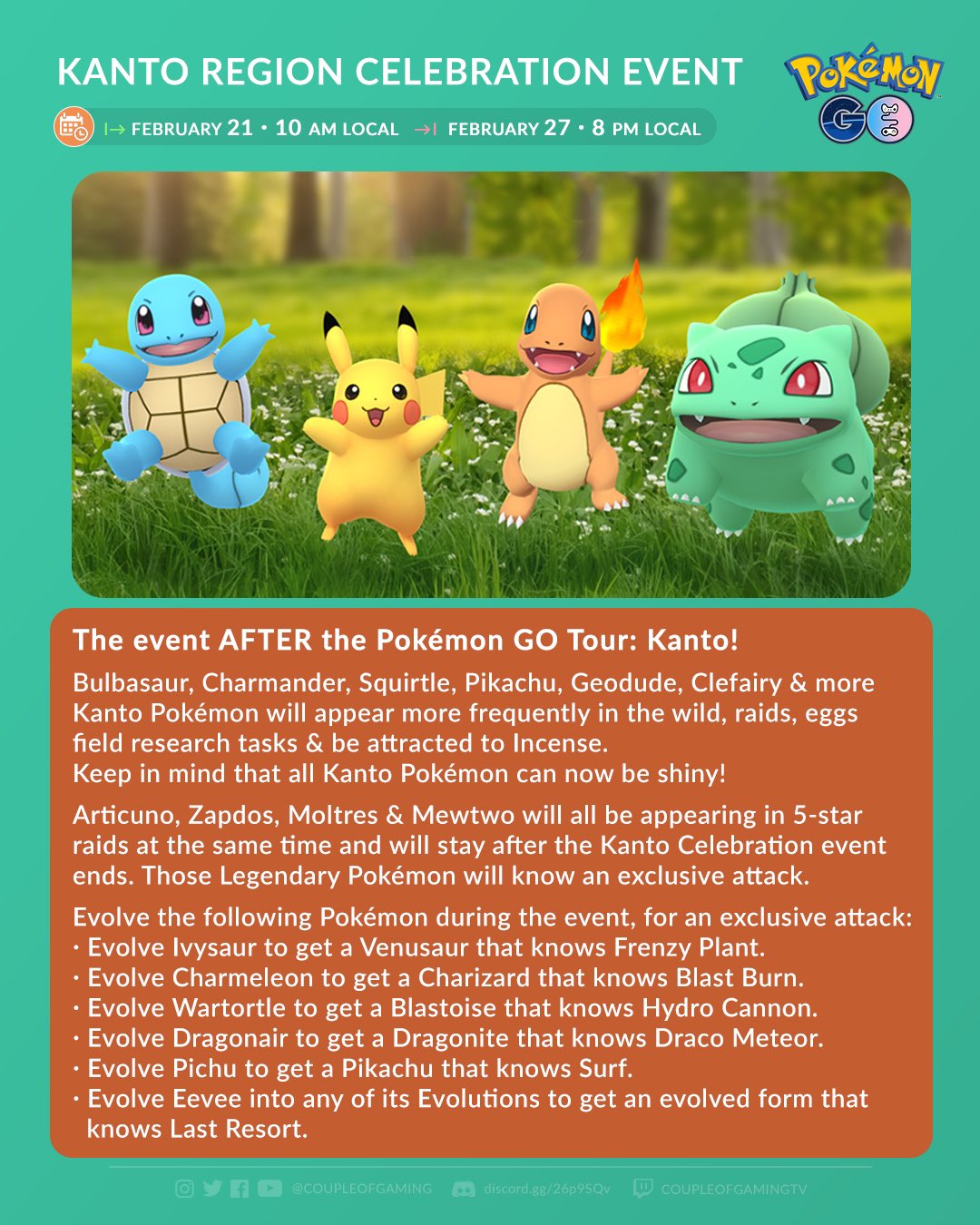 Evento dos Shinys de Kanto - Dia 10