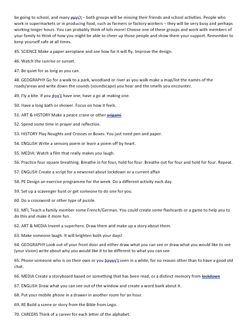 CourtFieldsSch's tweet photo. Today we have set no work &amp; would encourage our students to #DitchTheDevice. Please see below over 75 ideas for mindfulness &amp; enrichment if you are looking for a fun activity to complete away from the screen while we are in lockdown. https://t.co/7RlkNAf5Za #ThisIsCourtFields2021 https://t.co/N6soANCWZL