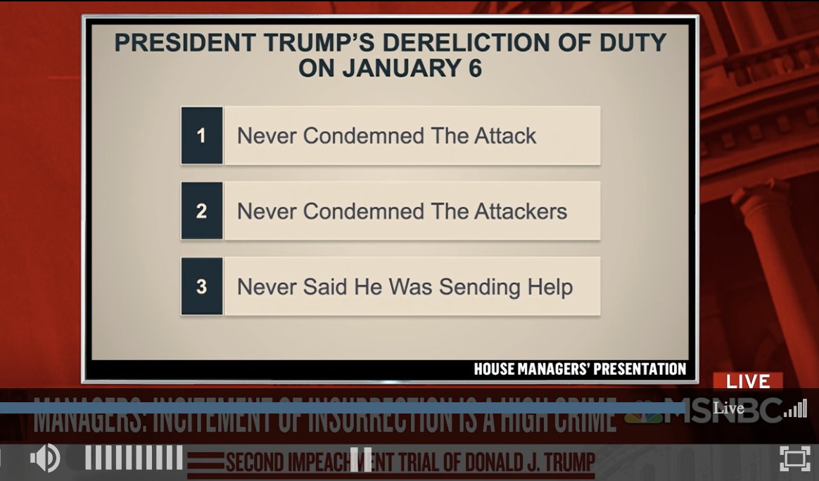 When Trump wanted to stop things he did so quickly, but not on January 6. He never condemned the attack, never condemned the attackers, and never said he was sending help. Instead he issued messages siding with insurrectionists who had left police officers battered182/