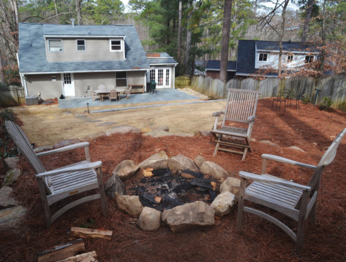 PTLCAtlanta's tweet photo. This client wanted options for enjoying their outdoor space. We transformed their backyard by adding a bluestone patio that is great for dining and entertaining, as well as a retaining wall that allows the upper part of the yard to be more level. #outdoorliving https://t.co/hDEqxf44Xs