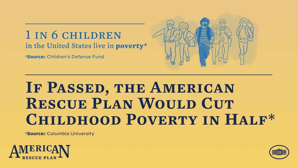 No child should grow up in poverty. The American Rescue Plan will expand the child tax credit and cut the child poverty rate in half.