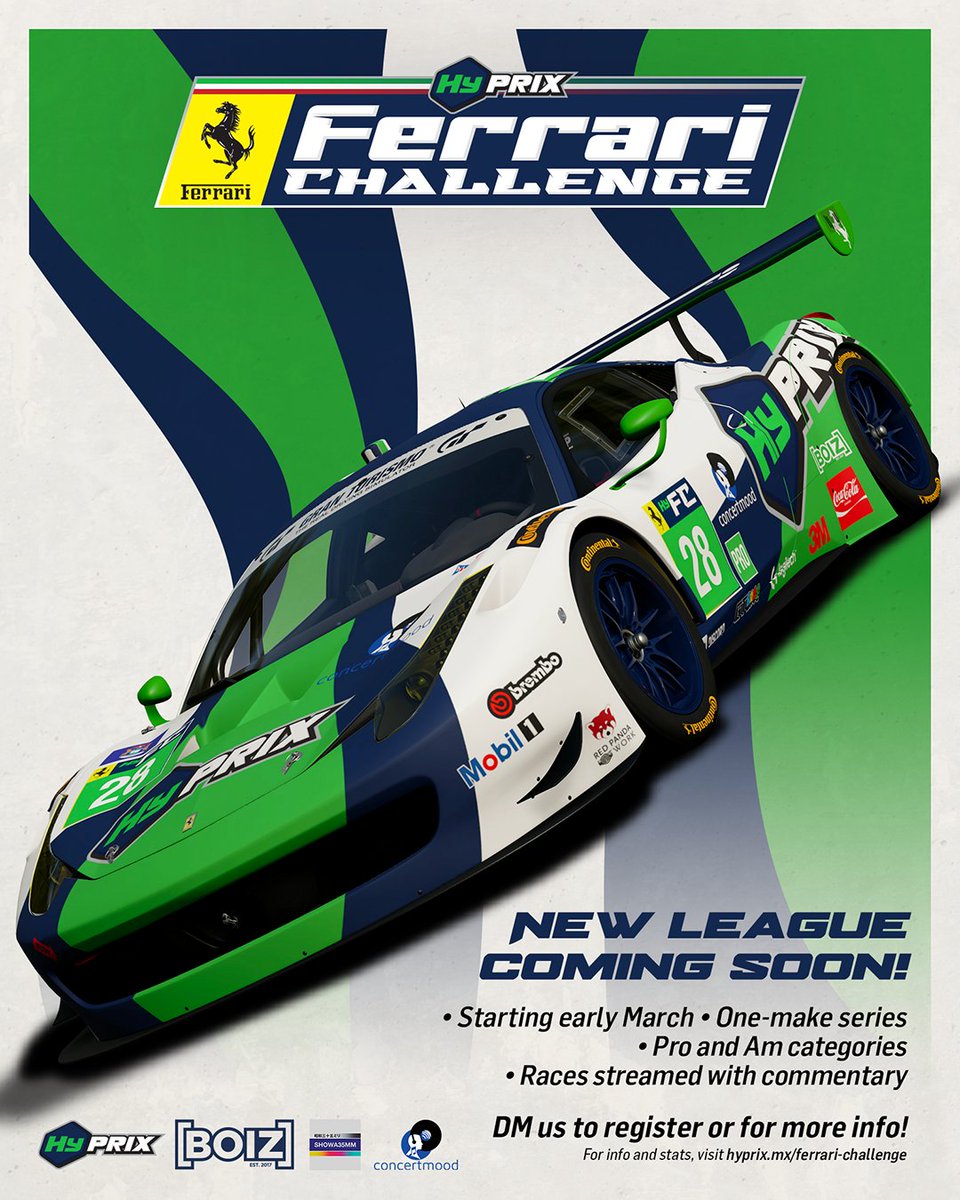 🇲🇽 ¿Buscas una liga para competir en #GTSport? ¡Únete a nuestro Ferrari Challenge! Pronto más info. Comienza a principios de Marzo.

Envíanos DM para regístrarte o saber más

#simracing #granturismo #gtscapes #racing #motorsport #HypePrix #ferrari #FerrariFriday #ferrarichallenge