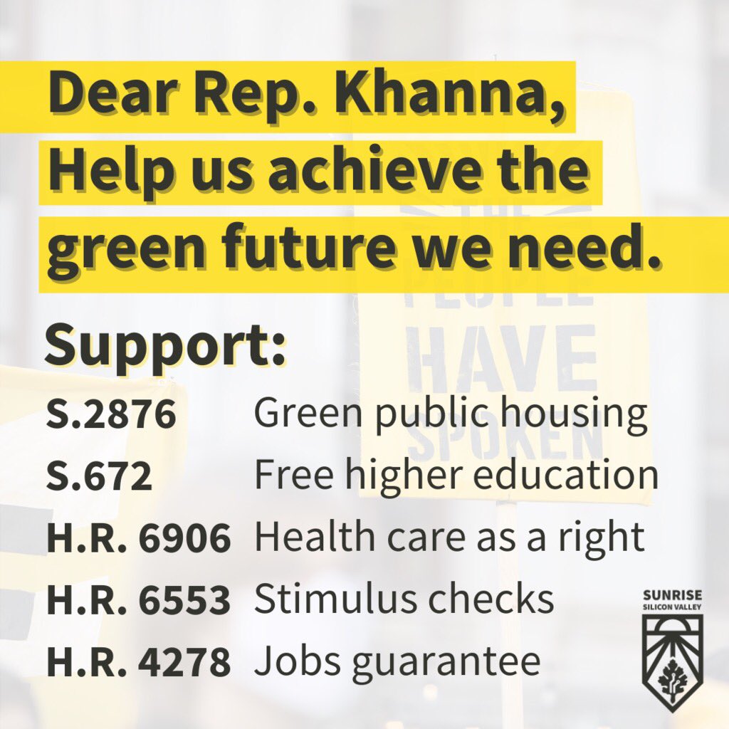 svsunrise's tweet photo. America needs a Green New Deal, and we need it now. That’s why we’re calling on CA Rep. Ro Khanna to endorse these five policies  and @RepRoKhanna , we hope you’ll join us in fighting for a livable future. #RoLetsGo #GND

https://t.co/sfzeqTyZWI https://t.co/cMUQ0SDkWc