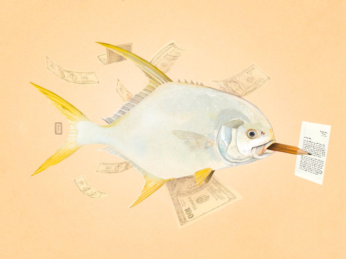 peter_perch's tweet photo. New illustration painted for SCOF magazine. This was painted to illustrate a letter that was written by a permit to the “water walkers”. #fishpermitloosemoney #permit #permitfishing #permitfly  #permitonfly #permitflyfishing #procreate #photoshop https://t.co/yEfQhzTwUv