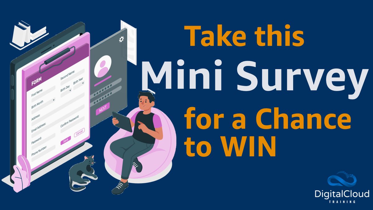 nealkdavis's tweet image. Complete our Mini-Survey for a chance to WIN the Ultimate Exam Training of your choice from Digital Cloud Training: forms.gle/2ButU1pmmB1Pyw…
Simply answer 8 questions and leave your email in the optional field so we can contact you. 
#aws #awscertification #awsamazon #awstraining