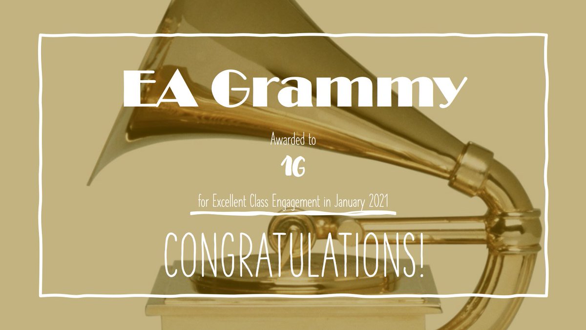 In recognition of all our pupils' hard work during 2021, we have a new award for engagement, given to one class in each year group of the BGE, for the class with the most pupils submitting completed assignments over the course of one month. <a href="/TeamElginAcad/">@TeamElginAcademy</a> <a href="/HelenHrmackay/">H Ross, EA Music</a>
<a href="/SineMacD/">Sine MacDonald</a>