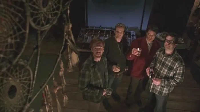 Hey! Look at this picture of 4 guys looking at a 
\"Dreamcatcher\"... Happy birthday to Damian Lewis 