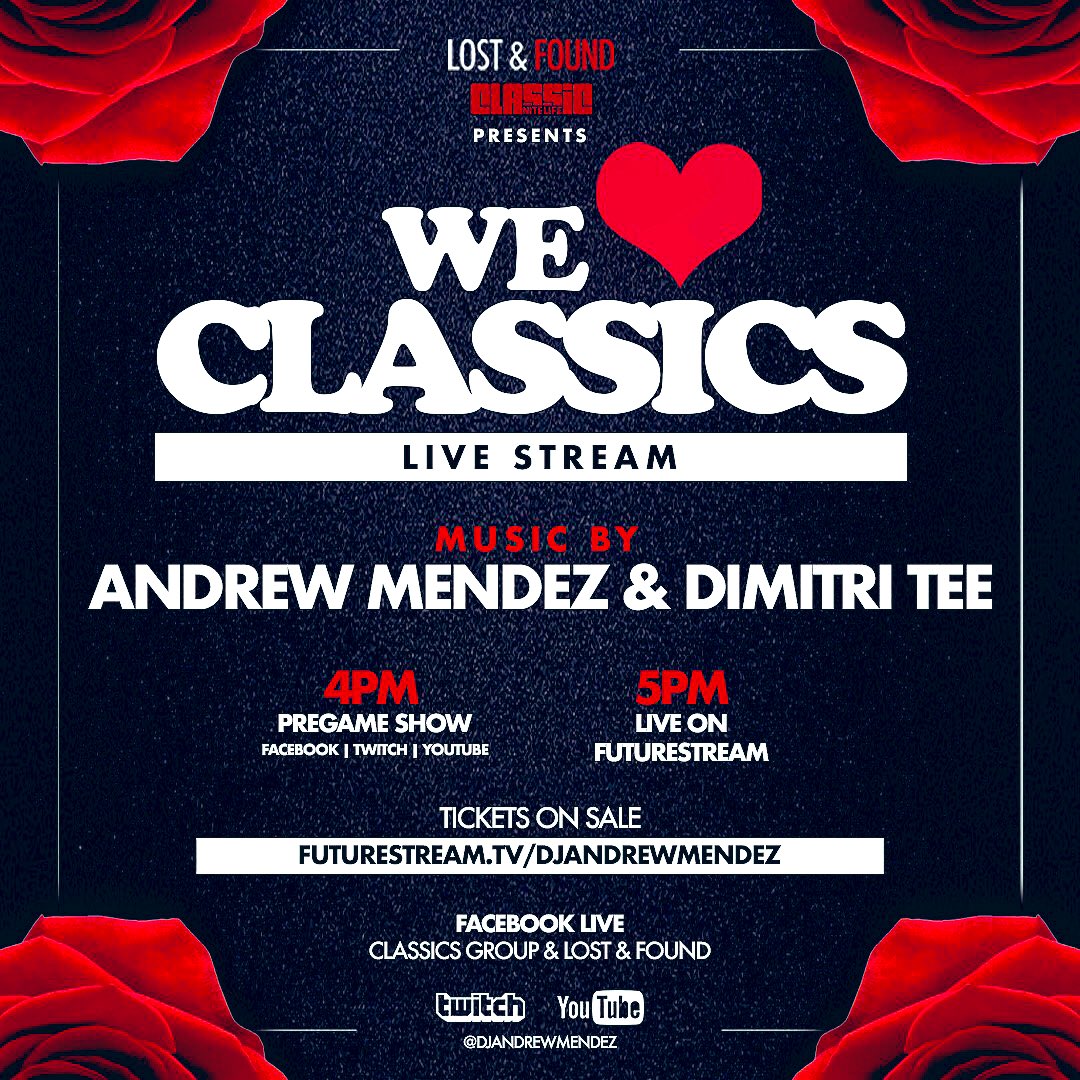 DimitriTee's tweet image. This #Sunday on 
#ValentinesDay 
@djandrewmendez 
&amp;amp; Yours Truly...
#DimitriTee #B2B 
We ❤️ Classics 
#Virtual #LiveStream 
 ❣️4pm-5pm on 
#Facebook #Twitch 
&amp;amp; #YouTube Then 
#FutureStream 📺
From 5pm-10pm 📲
Get Admission @
FutureStream.tv/DJAndrewMendez
#HouseMusic  #Classics ❣️