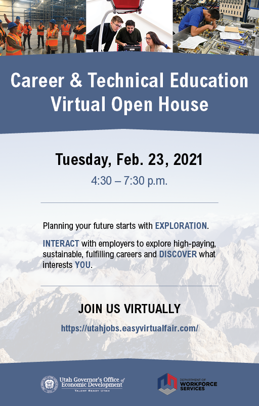 TalentUtah's tweet photo. We are excited to partner with education and industry to support career exploration for young students!  If you're interested in supporting this event as an employer, feel free to message Talent Ready Utah &amp; we'll get you connected. https://t.co/z1Mm2ZsJn5