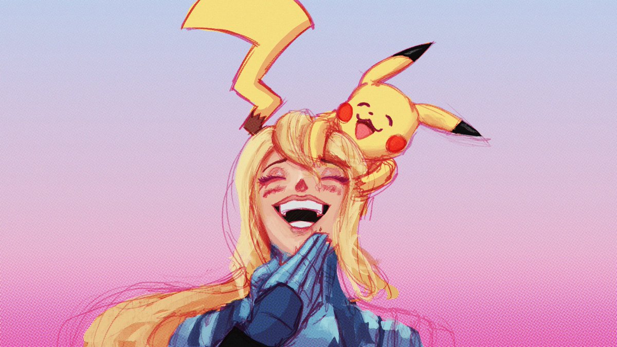 Quick doodle of Samus and Pikachu to give myself serotonin